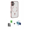 MARSİLYAN™- iPhone 16 Plus Kılıf Nova Işık Özel Seri - Siyah 3D Antistatik Cam Ekran Koruyucu + Siyah Raze Metal Kamera Lens
