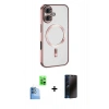 MARSİLYAN™- iPhone 16 Plus Kılıf Nova Işık Özel Seri - Siyah 3D Antistatik Hayalet Cam Ekran Koruyucu + Raze Metal Kamera Lens - LT