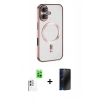 MARSİLYAN™- iPhone 16 Plus Kılıf Nova Işık Özel Seri - Siyah 3D Antistatik Hayalet Cam Ekran Koruyucu + Raze Metal Kamera Lens - BZ