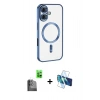 MARSİLYAN™- iPhone 16 Plus Kılıf Nova Işık Özel Seri - Siyah 3D Antistatik Seramik Nano Ekran Koruyucu + Raze Metal Kamera Lens - SH