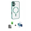 MARSİLYAN™- iPhone 16 Plus Kılıf Nova Işık Özel Seri - Siyah 3D Antistatik Seramik Nano Ekran Koruyucu + Raze Metal Kamera Lens - SH