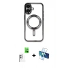 MARSİLYAN™- iPhone 16 Plus Kılıf Nova Işık Özel Seri - Siyah 3D Antistatik Seramik Nano Ekran Koruyucu + Raze Metal Kamera Lens - BZ