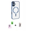 MARSİLYAN™- iPhone 16 Plus Kılıf Nova Işık Özel Seri - Siyah Bilvis 3D Cam Ekran Koruyucu + Raze Metal Kamera Lens - PE