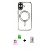 MARSİLYAN™- iPhone 16 Plus Kılıf Nova Işık Özel Seri - Siyah Bilvis 3D Cam Ekran Koruyucu + Raze Metal Kamera Lens - PE
