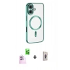 MARSİLYAN™- iPhone 16 Plus Kılıf Nova Işık Özel Seri - Siyah Bilvis 3D Cam Ekran Koruyucu + Raze Metal Kamera Lens - PE