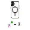 MARSİLYAN™- iPhone 16 Plus Kılıf Nova Işık Özel Seri - Siyah Bilvis 3D Cam Ekran Koruyucu + Raze Metal Kamera Lens - PE