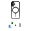 MARSİLYAN™- iPhone 16 Plus Kılıf Nova Işık Özel Seri - Siyah Bilvis 3D Cam Ekran Koruyucu + Raze Metal Kamera Lens - LT