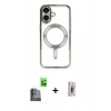 MARSİLYAN™- iPhone 16 Plus Kılıf Nova Işık Özel Seri - Siyah Bilvis 3D Cam Ekran Koruyucu + Raze Metal Kamera Lens - SH