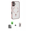 MARSİLYAN™- iPhone 16 Plus Kılıf Nova Işık Özel Seri - Siyah Bilvis 3D Cam Ekran Koruyucu + Raze Metal Kamera Lens - SH