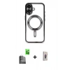 MARSİLYAN™- iPhone 16 Plus Kılıf Nova Işık Özel Seri - Siyah Bilvis 3D Cam Ekran Koruyucu + Raze Metal Kamera Lens - SH