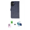 MARSİLYAN™- iPhone 16 Plus Kılıf Siluet Işık Serisi - Siyah 3D Antistatik Cam Ekran Koruyucu + Pembe Raze Metal Kamera Lens