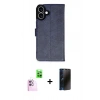 MARSİLYAN™- iPhone 16 Plus Kılıf Siluet Işık Serisi - Siyah 3D Antistatik Hayalet Cam Ekran Koruyucu + Raze Metal Kamera Lens - PE