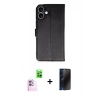 MARSİLYAN™- iPhone 16 Plus Kılıf Siluet Işık Serisi - Siyah 3D Antistatik Hayalet Cam Ekran Koruyucu + Raze Metal Kamera Lens - PE