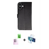 MARSİLYAN™- iPhone 16 Plus Kılıf Siluet Işık Serisi - Siyah 3D Antistatik Seramik Nano Ekran Koruyucu + Raze Metal Kamera Lens - PE