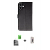 MARSİLYAN™- iPhone 16 Plus Kılıf Siluet Işık Serisi - Siyah Bilvis 3D Cam Ekran Koruyucu + Raze Metal Kamera Lens - SH