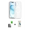 MARSİLYAN™- iPhone 16 Plus Kılıf Siluet Minimal Prime - Şeffaf Pasifik Cam Ekran Koruyucu + Raze Metal Kamera Lens - SH