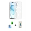 MARSİLYAN™- iPhone 16 Plus Kılıf Siluet Minimal Prime - Şeffaf Pasifik Cam Ekran Koruyucu + Raze Metal Kamera Lens - LT