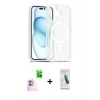 MARSİLYAN™- iPhone 16 Plus Kılıf Siluet Minimal Prime - Şeffaf Pasifik Cam Ekran Koruyucu + Raze Metal Kamera Lens - PE