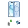 MARSİLYAN™- iPhone 16 Plus Kılıf Siluet Minimal Prime - Siyah 3D Antistatik Cam Ekran Koruyucu + Raze Metal Kamera Lens - SH