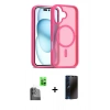 MARSİLYAN™- iPhone 16 Plus Kılıf Siluet Minimal Prime - Siyah 3D Antistatik Hayalet Cam Ekran Koruyucu + Raze Metal Kamera Lens - SH