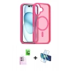 MARSİLYAN™- iPhone 16 Plus Kılıf Siluet Minimal Prime - Siyah 3D Antistatik Seramik Nano Ekran Koruyucu + Raze Metal Kamera Lens - PE