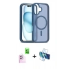 MARSİLYAN™- iPhone 16 Plus Kılıf Siluet Minimal Prime - Siyah 3D Antistatik Seramik Nano Ekran Koruyucu + Raze Metal Kamera Lens - PE