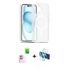 MARSİLYAN™- iPhone 16 Plus Kılıf Siluet Minimal Prime - Siyah 3D Antistatik Seramik Nano Ekran Koruyucu + Raze Metal Kamera Lens - PE