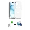 MARSİLYAN™- iPhone 16 Plus Kılıf Siluet Minimal Prime - Siyah 3D Antistatik Seramik Nano Ekran Koruyucu + Raze Metal Kamera Lens - BZ