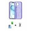MARSİLYAN™- iPhone 16 Plus Kılıf Siluet Minimal Prime - Siyah Bilvis 3D Cam Ekran Koruyucu + Raze Metal Kamera Lens - LT