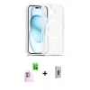 MARSİLYAN™- iPhone 16 Plus Kılıf Siluet Minimal Prime - Siyah Bilvis 3D Cam Ekran Koruyucu + Raze Metal Kamera Lens - PE