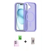 MARSİLYAN™- iPhone 16 Plus Kılıf Siluet Minimal Prime - Siyah Bilvis 3D Cam Ekran Koruyucu + Raze Metal Kamera Lens - PE