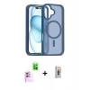 MARSİLYAN™- iPhone 16 Plus Kılıf Siluet Minimal Prime - Siyah Bilvis 3D Cam Ekran Koruyucu + Raze Metal Kamera Lens - PE