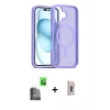 MARSİLYAN™- iPhone 16 Plus Kılıf Siluet Minimal Prime - Siyah Bilvis 3D Cam Ekran Koruyucu + Raze Metal Kamera Lens - SH