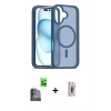 MARSİLYAN™- iPhone 16 Plus Kılıf Siluet Minimal Prime - Siyah Bilvis 3D Cam Ekran Koruyucu + Raze Metal Kamera Lens - SH