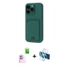 MARSİLYAN™- iPhone 16 Plus Kılıf Vadi Çizgi Prime - Siyah 3D Antistatik Cam Ekran Koruyucu + Raze Metal Kamera Lens - PE