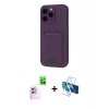MARSİLYAN™- iPhone 16 Plus Kılıf Vadi Çizgi Prime - Siyah 3D Antistatik Cam Ekran Koruyucu + Raze Metal Kamera Lens - PE