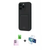MARSİLYAN™- iPhone 16 Plus Kılıf Vadi Çizgi Prime - Siyah 3D Antistatik Cam Ekran Koruyucu + Raze Metal Kamera Lens - PE