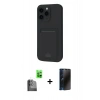MARSİLYAN™- iPhone 16 Plus Kılıf Vadi Çizgi Prime - Siyah 3D Antistatik Hayalet Cam Ekran Koruyucu + Raze Metal Kamera Lens - SH