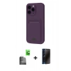 MARSİLYAN™- iPhone 16 Plus Kılıf Vadi Çizgi Prime - Siyah 3D Antistatik Hayalet Cam Ekran Koruyucu + Raze Metal Kamera Lens - SH