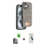 MARSİLYAN™- iPhone 16 Plus Kılıf Vadi Klasik Serisi - Şeffaf Pasifik Cam Ekran Koruyucu + Siyah Raze Metal Kamera Lens