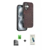 MARSİLYAN™- iPhone 16 Plus Kılıf Vadi Klasik Serisi - Şeffaf Pasifik Cam Ekran Koruyucu + Siyah Raze Metal Kamera Lens