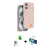 MARSİLYAN™- iPhone 16 Plus Kılıf Vadi Klasik Serisi - Siyah 3D Antistatik Cam Ekran Koruyucu + Raze Metal Kamera Lens - BZ
