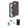 MARSİLYAN™- iPhone 16 Plus Kılıf Vadi Klasik Serisi - Siyah 3D Antistatik Hayalet Cam Ekran Koruyucu + Raze Metal Kamera Lens - LT