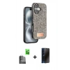 MARSİLYAN™- iPhone 16 Plus Kılıf Vadi Klasik Serisi - Siyah 3D Antistatik Hayalet Cam Ekran Koruyucu + Raze Metal Kamera Lens - SH