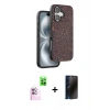 MARSİLYAN™- iPhone 16 Plus Kılıf Vadi Klasik Serisi - Siyah 3D Antistatik Hayalet Cam Ekran Koruyucu + Raze Metal Kamera Lens - PE
