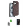 MARSİLYAN™- iPhone 16 Plus Kılıf Vadi Klasik Serisi - Siyah 3D Antistatik Hayalet Cam Ekran Koruyucu + Raze Metal Kamera Lens - SH