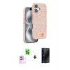 MARSİLYAN™- iPhone 16 Plus Kılıf Vadi Klasik Serisi - Siyah 3D Antistatik Hayalet Cam Ekran Koruyucu + Raze Metal Kamera Lens - PE