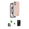MARSİLYAN™- iPhone 16 Plus Kılıf Vadi Klasik Serisi - Siyah 3D Antistatik Hayalet Cam Ekran Koruyucu + Siyah Raze Metal Kamera Lens
