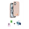 MARSİLYAN™- iPhone 16 Plus Kılıf Vadi Klasik Serisi - Siyah 3D Antistatik Seramik Nano Ekran Koruyucu + Raze Metal Kamera Lens - PE