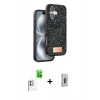 MARSİLYAN™- iPhone 16 Plus Kılıf Vadi Klasik Serisi - Siyah Bilvis 3D Cam Ekran Koruyucu + Raze Metal Kamera Lens - BZ